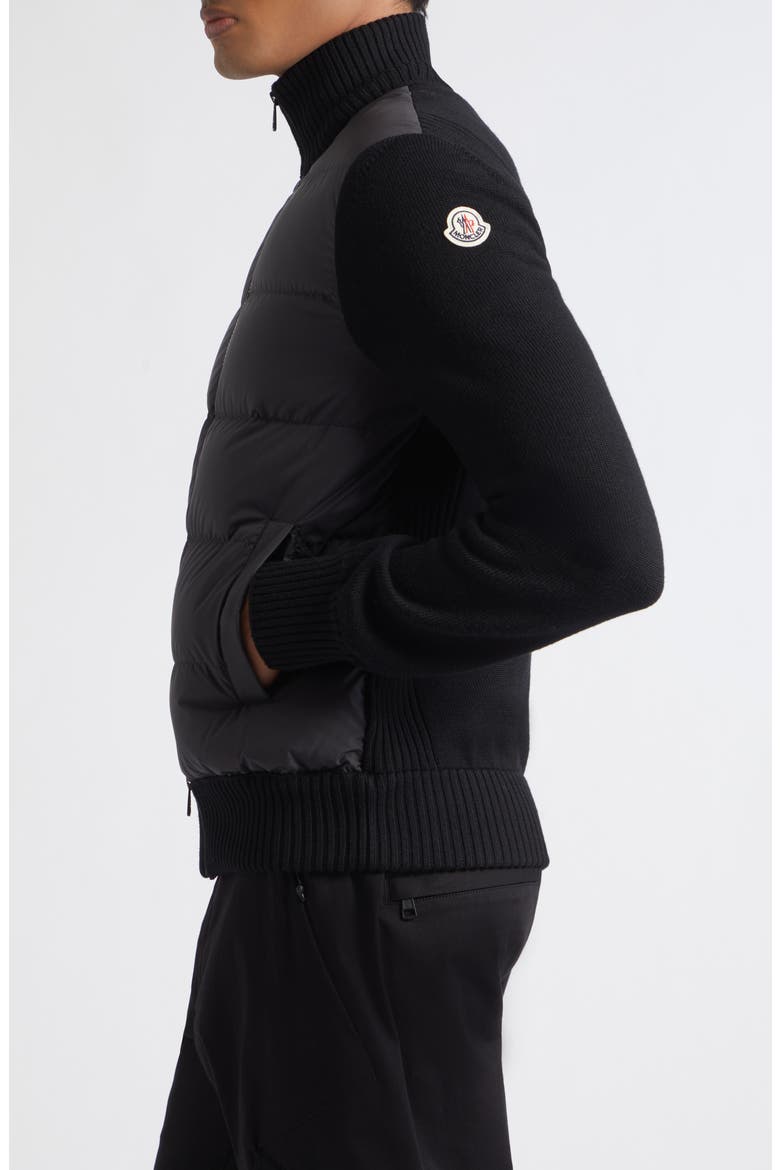 Wool Puffer Cardigan, Alternate, color, BLACK