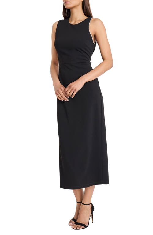 Donna Morgan For Maggy Crystal Trim Sleeveless Midi Sheath Dress In Black