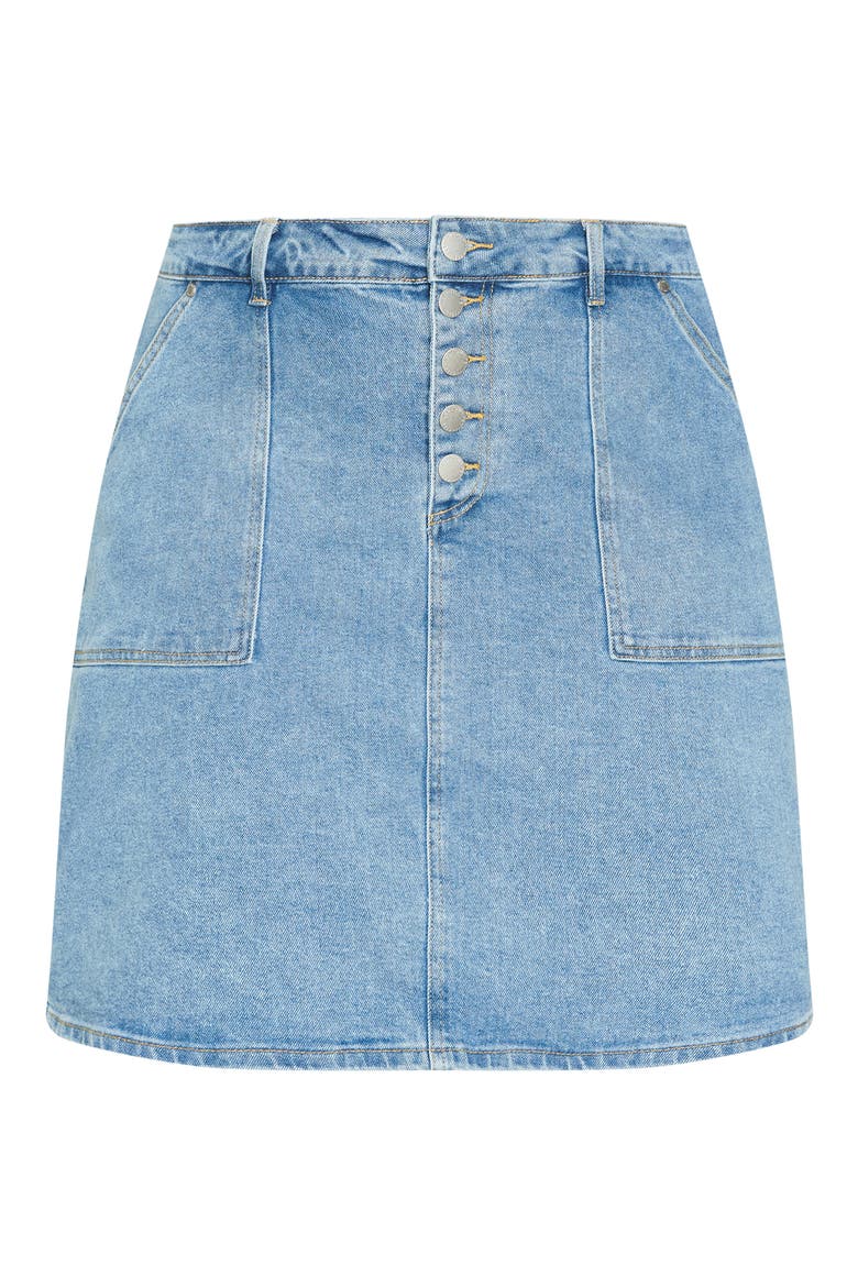High Waist Denim Skirt, Alternate, color, LIGHT DENIM