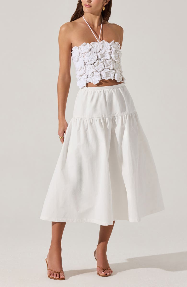 ASTR the Label Drop Waist Cotton Blend Skirt, Alternate, color, White