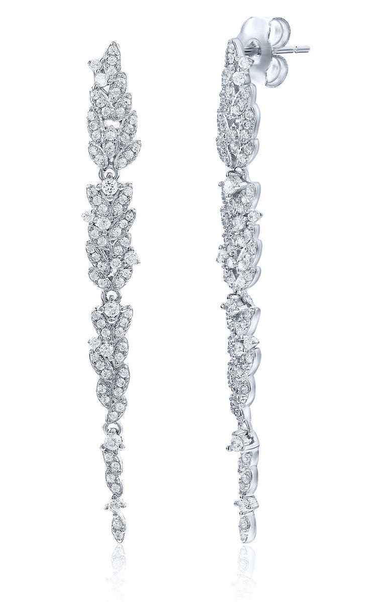 SUZY LEVIAN Cubic Zirconia Leaf Drop Earrings, Alternate, color, White