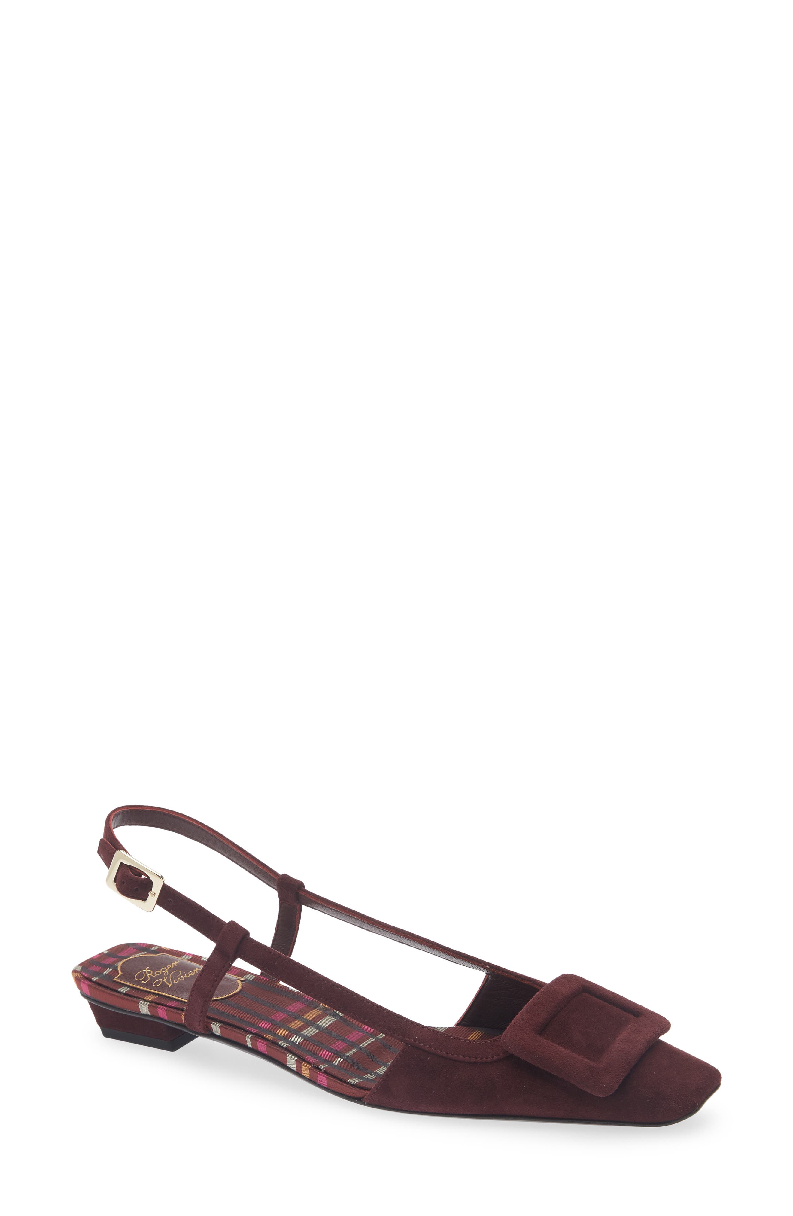 Belle Vivier Suede Slingback Flat, Main, color, KRAFT CHIARO