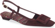 Roger Vivier Belle Vivier Suede Slingback Flat
