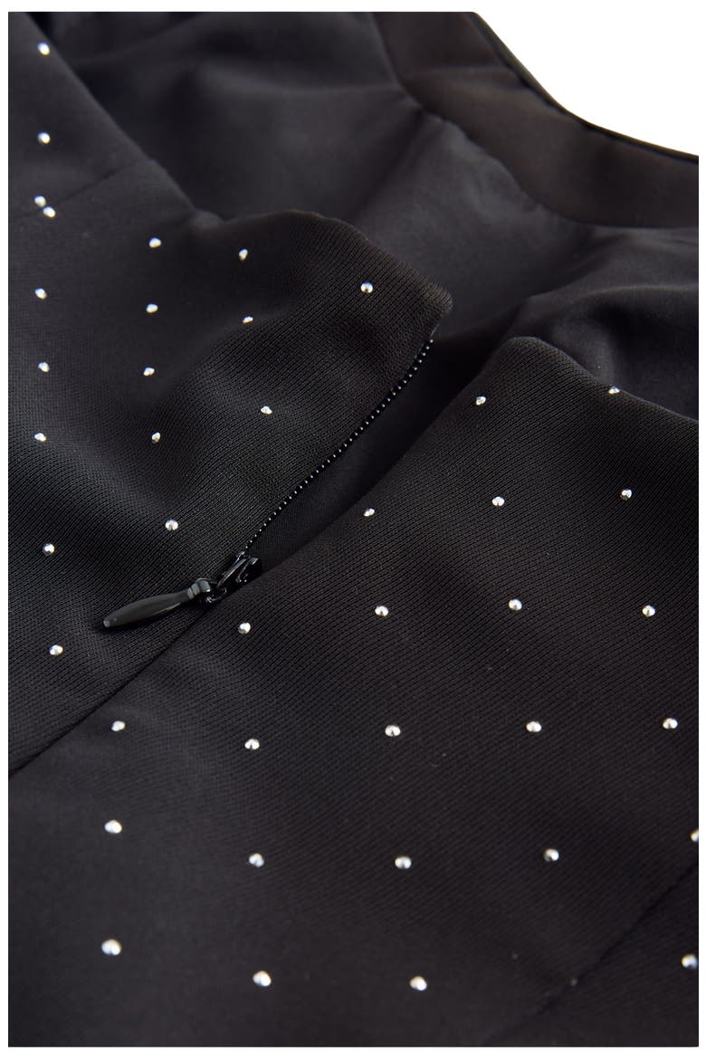 Hotfix Diamanté Strapless Midi Dress, Alternate, color, BLACK
