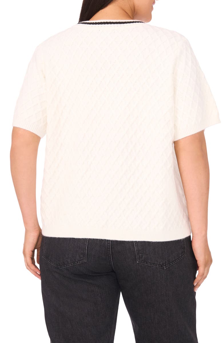 Halogen<sup>®</sup> Diamond Stitch Short Sleeve Sweater, Alternate, color, New Ivory