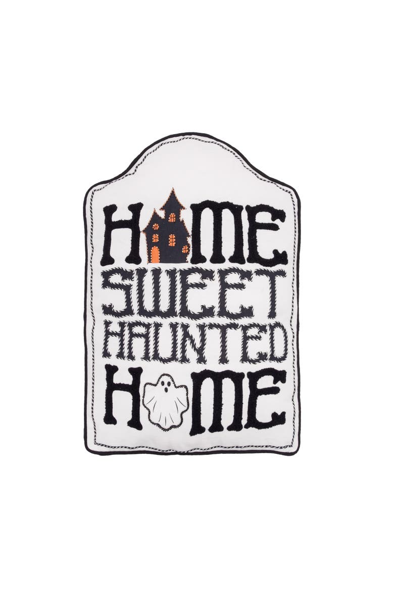 Halloween Sweet Haunted Home Tombstone Accent Pillow, Main, color, Black