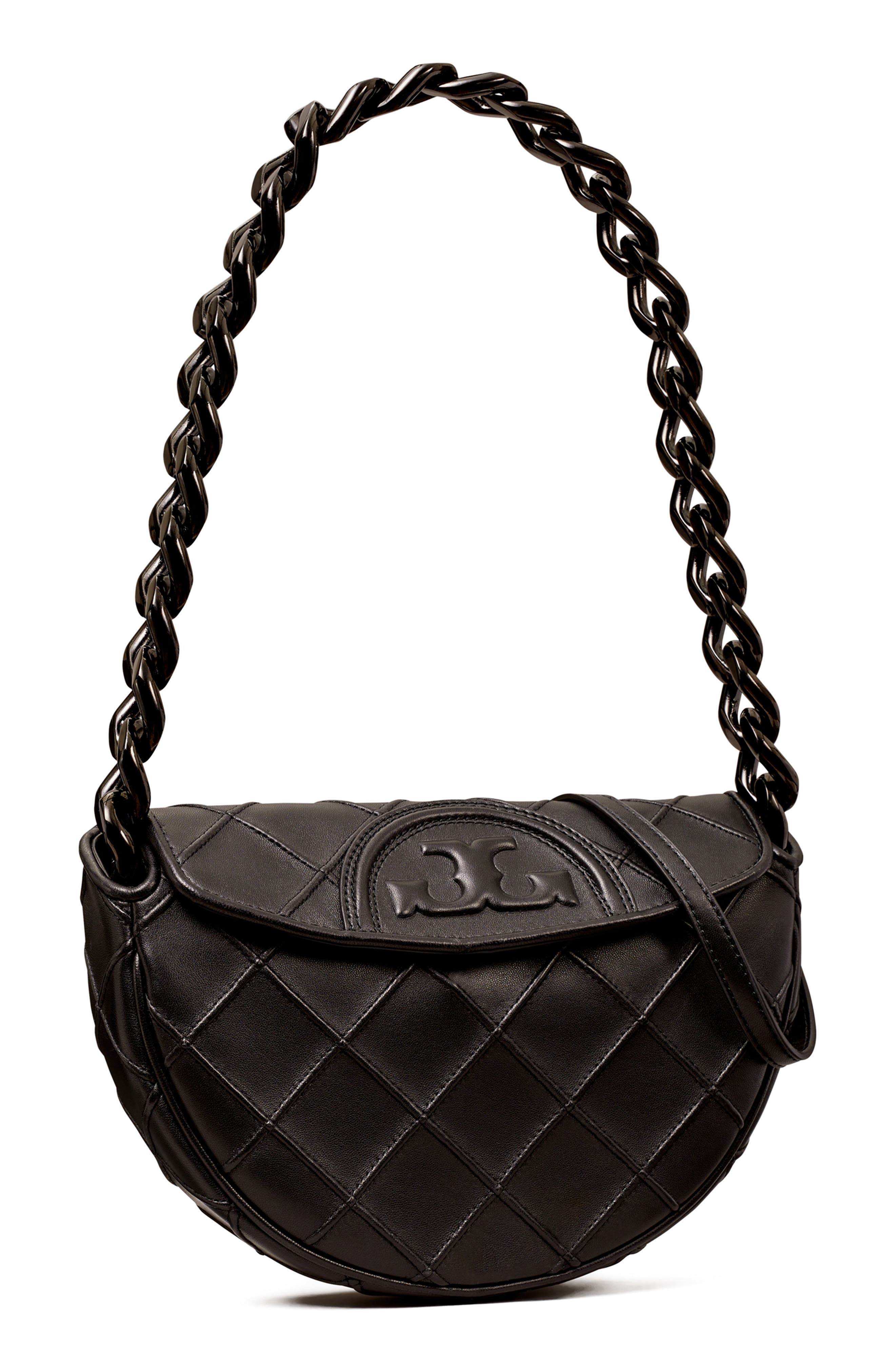 Tory Burch Mini Fleming Soft Crescent Shoulder Bag, Alternate, color, 