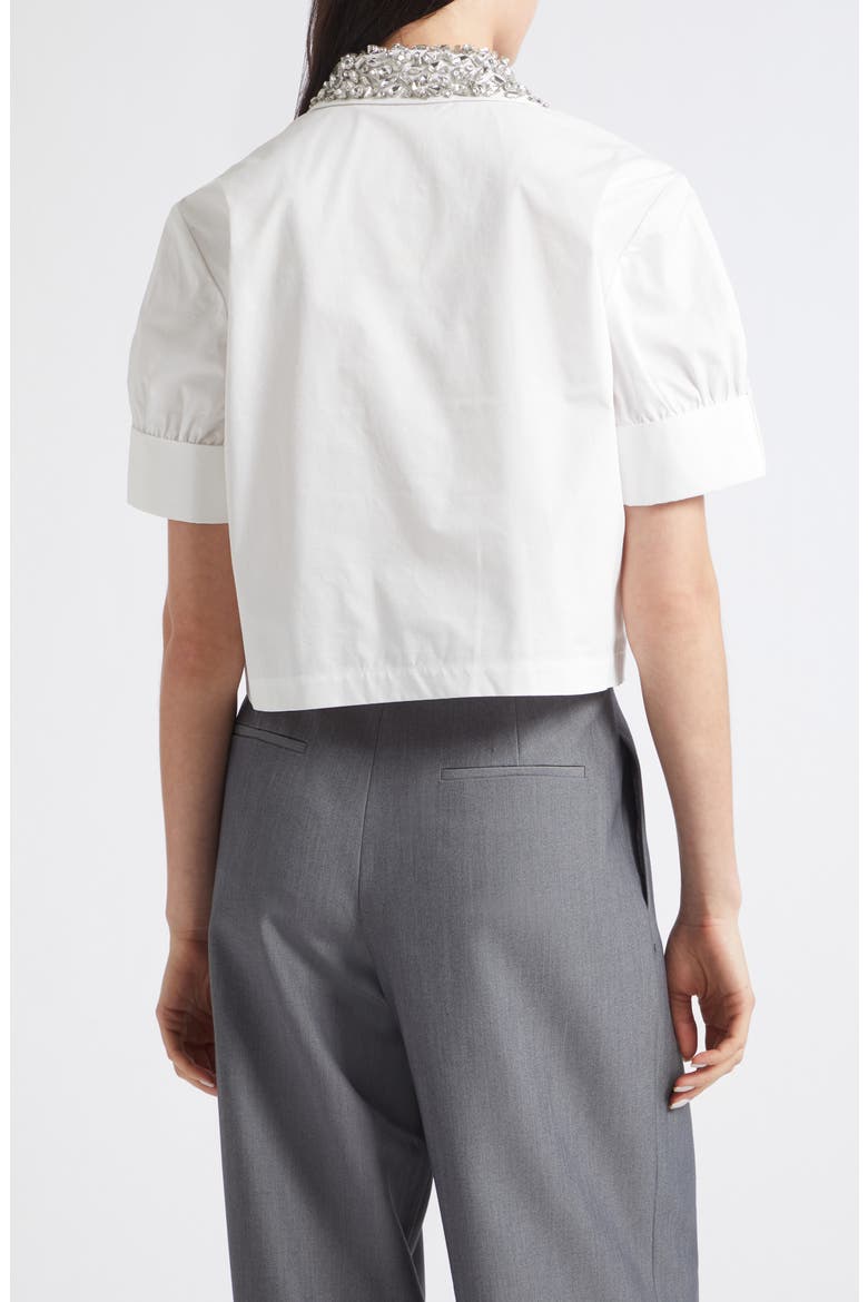Zadie Rhinestone Collar Stretch Poplin Button-Up Shirt, Alternate, color, OPTIC