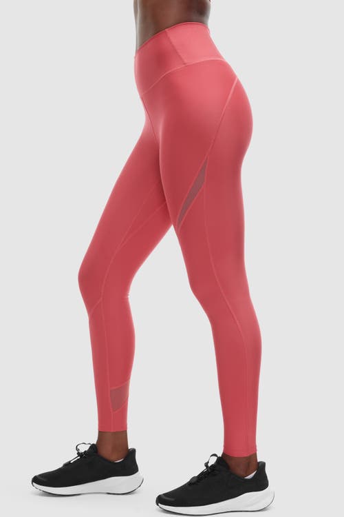 Peloton Endurance Light Mesh Splice High Rise Legging In Brick Red