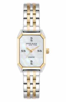 Anne Klein Mixed Metal Diamond Dial Three Hand Quartz Watch, 26mm x 37mm