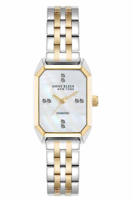 Anne Klein Mixed Metal Diamond Dial Three Hand Quartz Watch, 26mm x 37mm