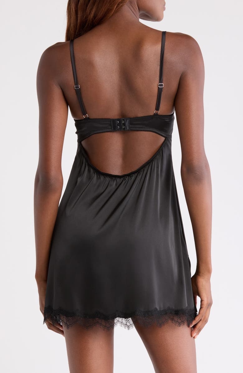 Kat The Label Sorrento Lace Trim Underwire Slip Chemise, Alternate, color, 