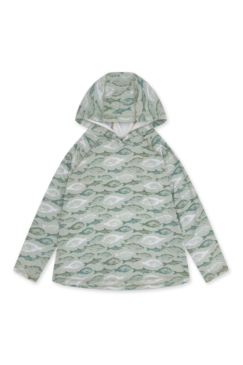 Kids' Reel Deal Tech Fish Print Performance Hoodie, Main, color, SAGE