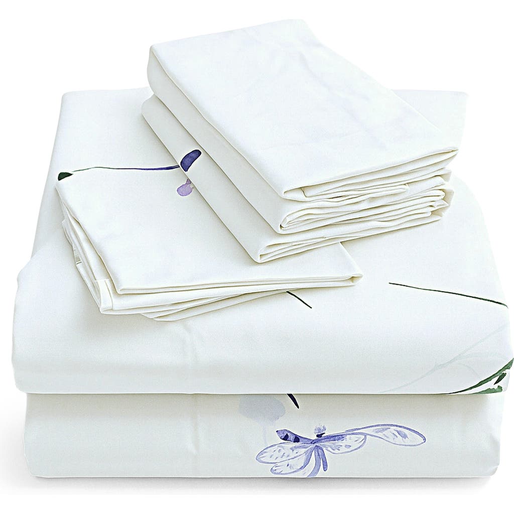 Azores Home 300 Thread Count Organic Cotton Sateen Sheet Set In Purple