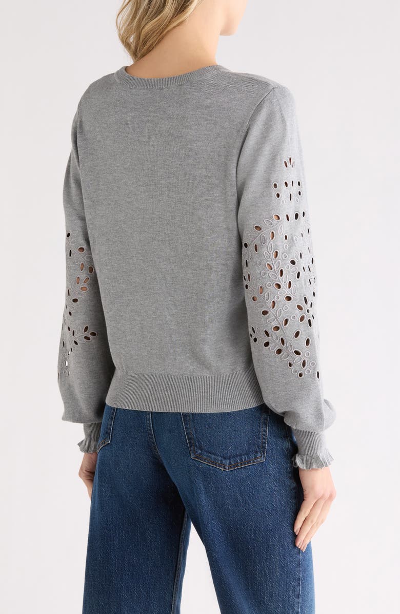 NVLT Eyelet Embroidered Sweater, Alternate, color, Medium Grey Mix