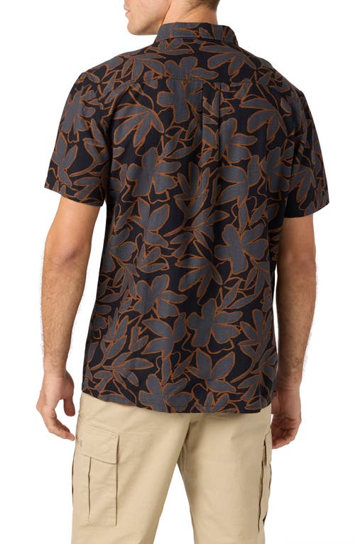 O'neill O'riginals Eco Print Standard Fit Short Sleeve Button-up Shirt In Black