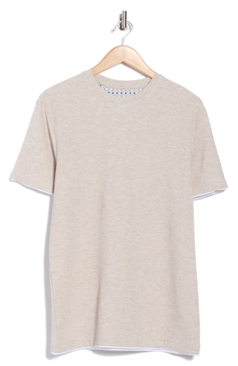 DENIM AND FLOWER Heathered Crewneck T-Shirt, Alternate, color, Oatmeal