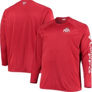 Columbia Men's Columbia Scarlet Ohio State Buckeyes Big & Tall Terminal Tackle Raglan Omni-Shade Long Sleeve T-Shirt