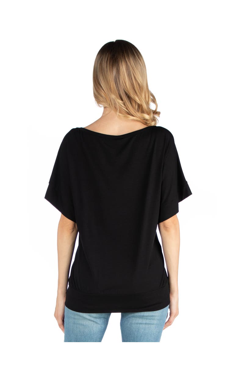 24seven Comfort Apparel Maternity Loose Fit Dolman Top with Wide Sleeves, Alternate, color, Black