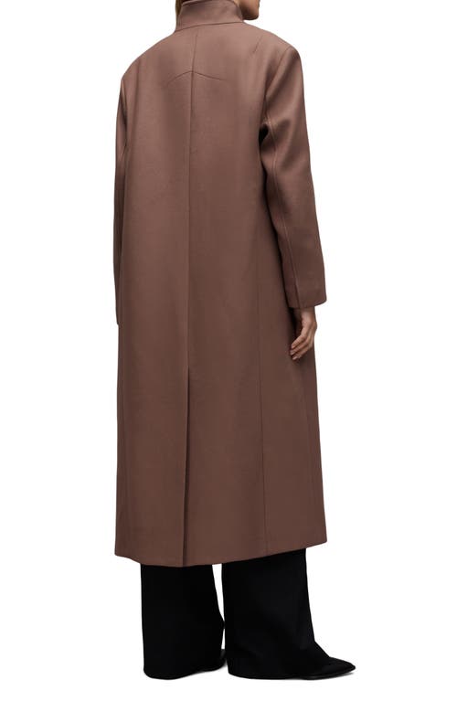 Allsaints James Wool Blend Longline Coat In Brown