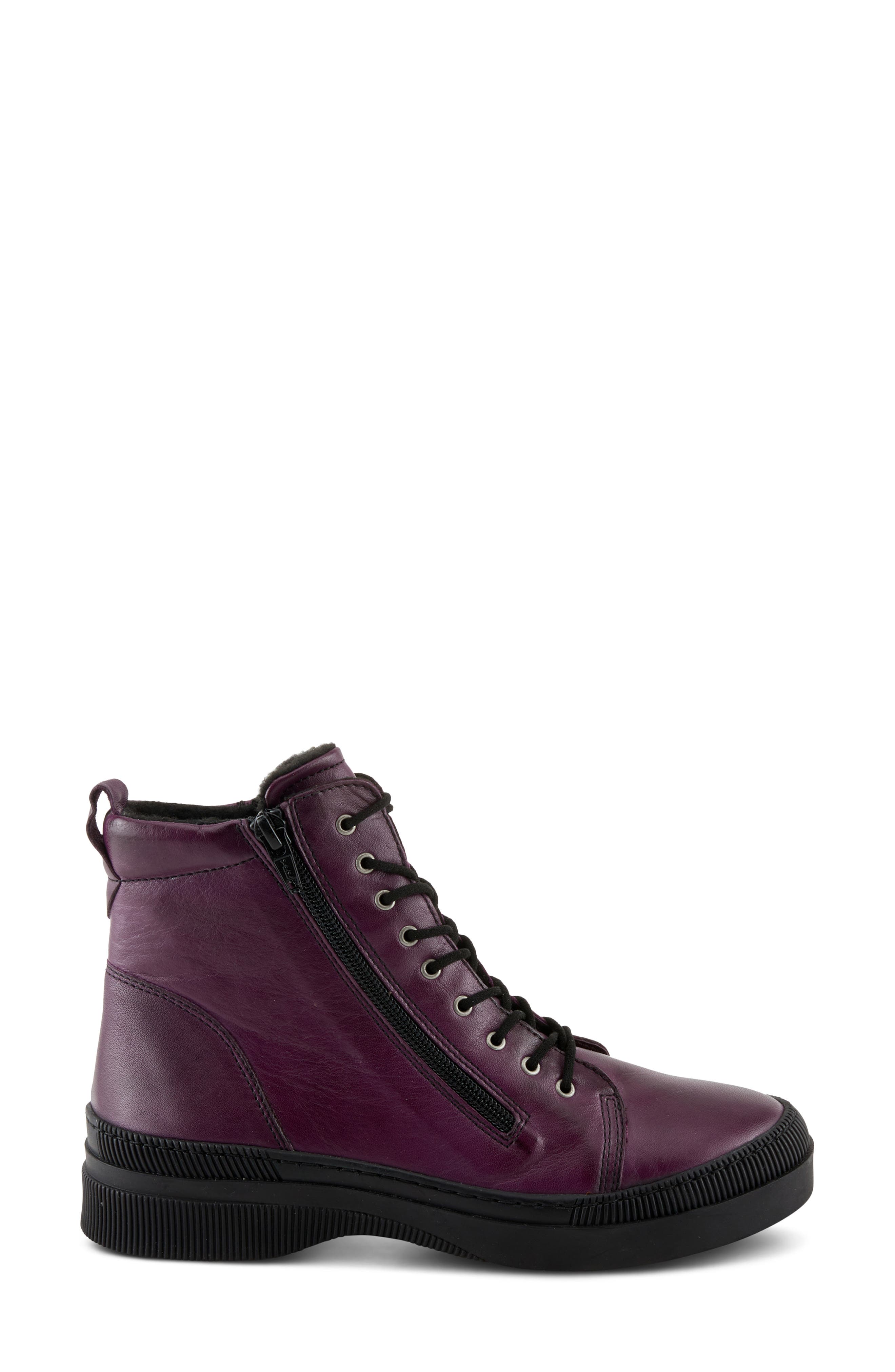 Leather Combat Boot, Alternate, color, PURPLE