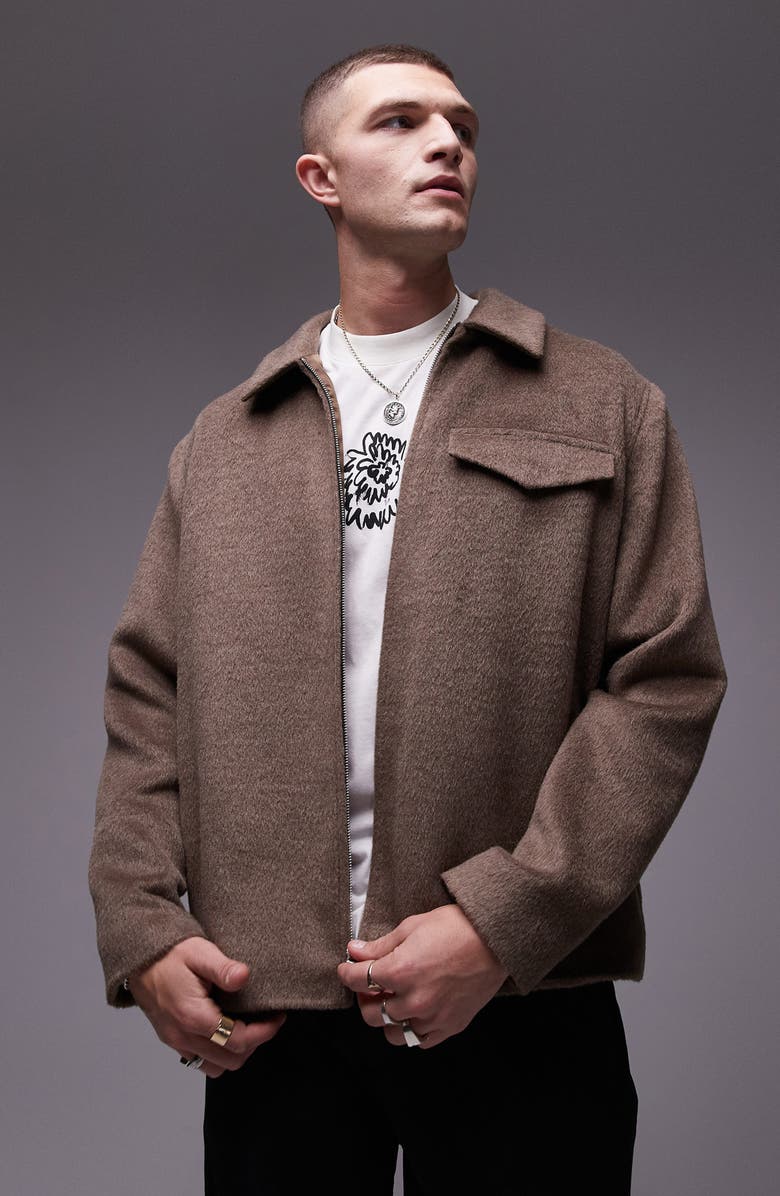 Topman Textured Zip Shacket, Main, color, 