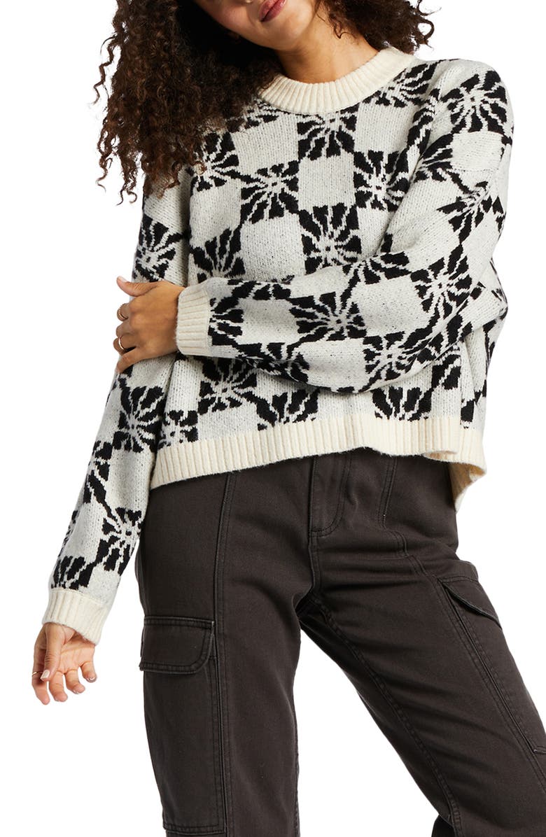 Billabong Beyond Basic Floral Crop Crewneck Sweater, Main, color, 