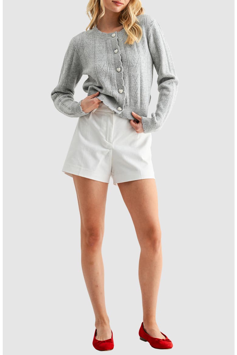 Heart Button Pointelle Cardigan, Alternate, color, LIGHT GREY