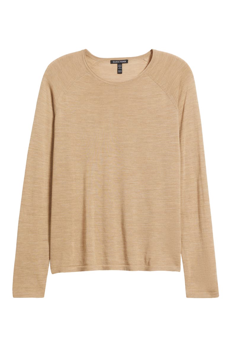 Crewneck Wool Sweater, Alternate, color, BISCUIT