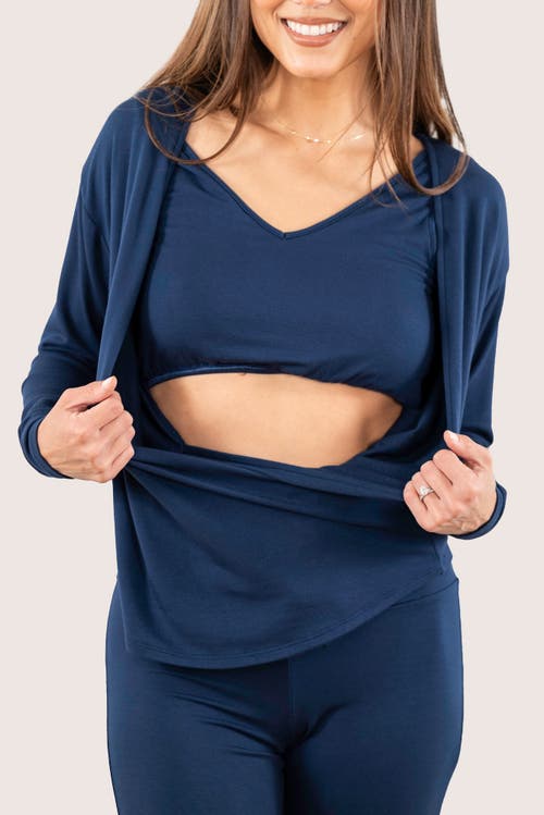 Jjwinks Wrap Star Built-in Shelf Lounge & Sleep Long Sleeve Top In Navy