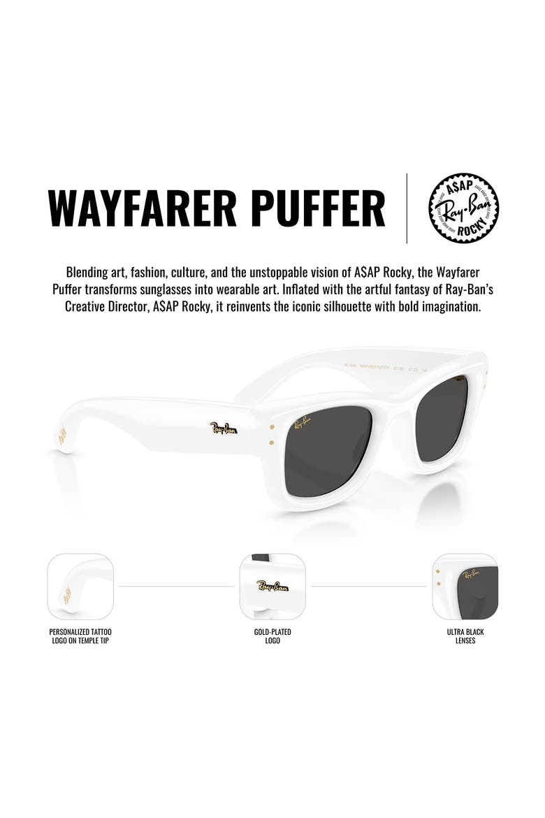 Wayfarer Puffer 47mm Square Sunglasses, Alternate, color, WHITE / DARK GREY