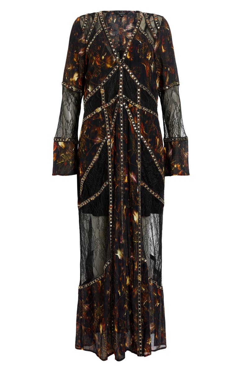 AllSaints Bryn Embellished Long Sleeve Maxi Dress, Alternate, color,
