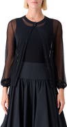 Akris punto Sheer Bishop Sleeve Cardigan