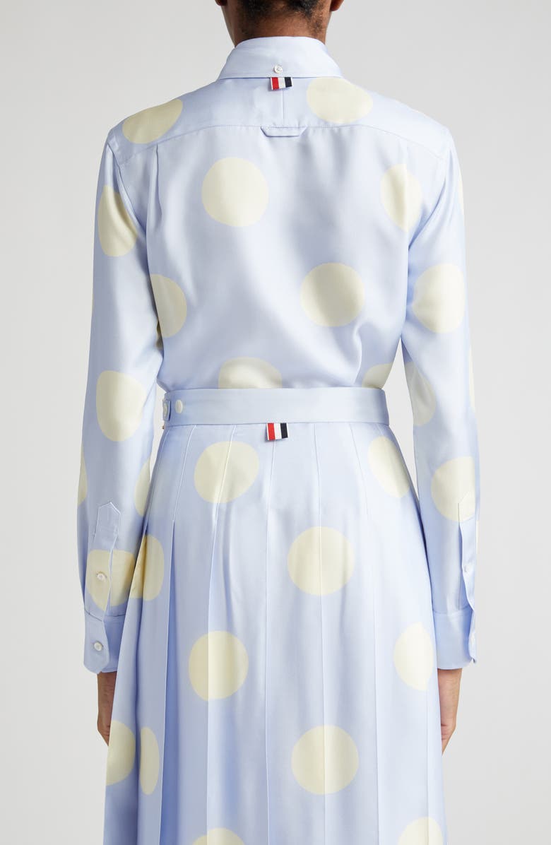 Thom Browne Polka Dot Silk Button-Down Shirt, Alternate, color, 
