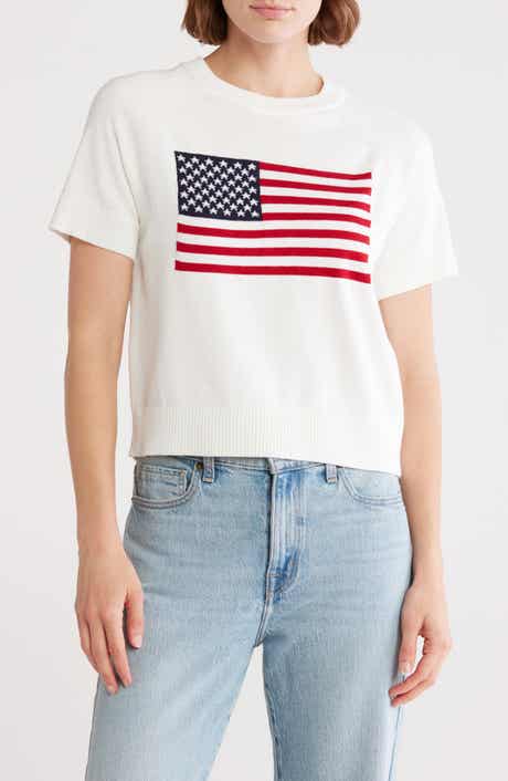 American Flag Short Sleeve Sweater