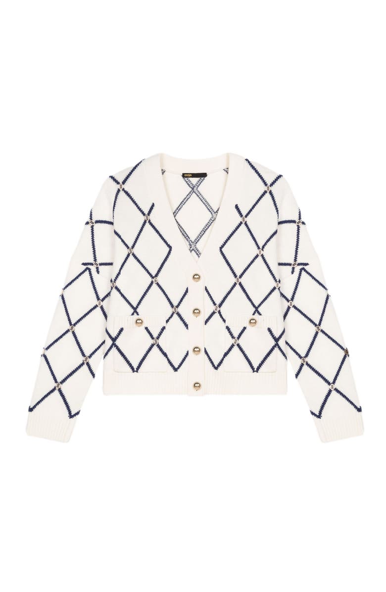 maje Diamond pattern knitted cardigan, Main, color,