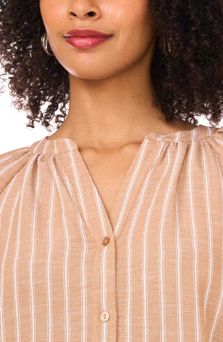 Halogen<sup>®</sup> Crinkle Puff Sleeve Button-Up Shirt, Alternate, color, Beige