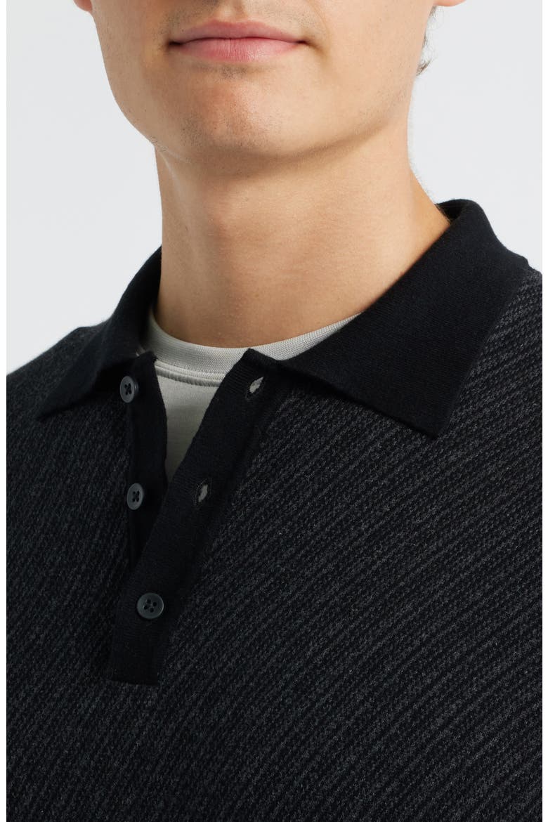 Borja Cotton & Cashmere Long Sleeve Polo, Alternate, color, BLACK