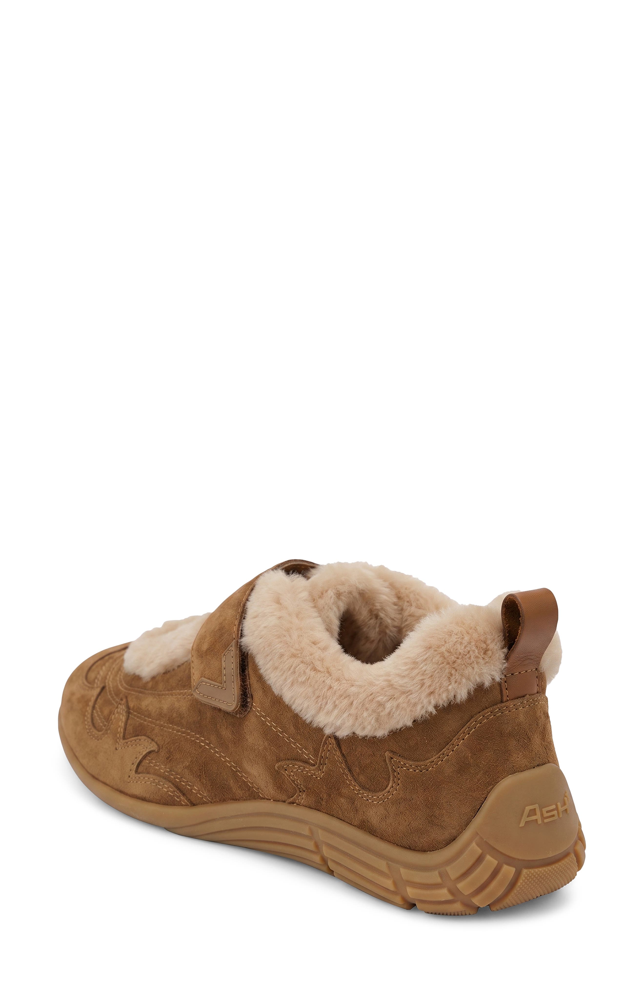 Magda Leather & Faux Fur Mary Jane Sneaker, Alternate, color, CHESTNUT