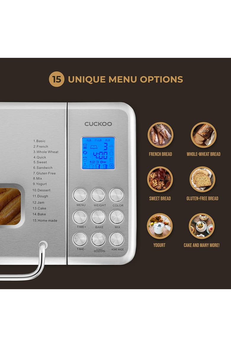 CBM-AAB101S 2 lb. Multi-Functional Bread Maker with 17 Menu Options, Alternate, color, Silver