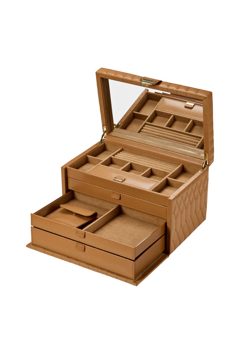 Lauren Large Jewelry Box, Alternate, color, Caramel