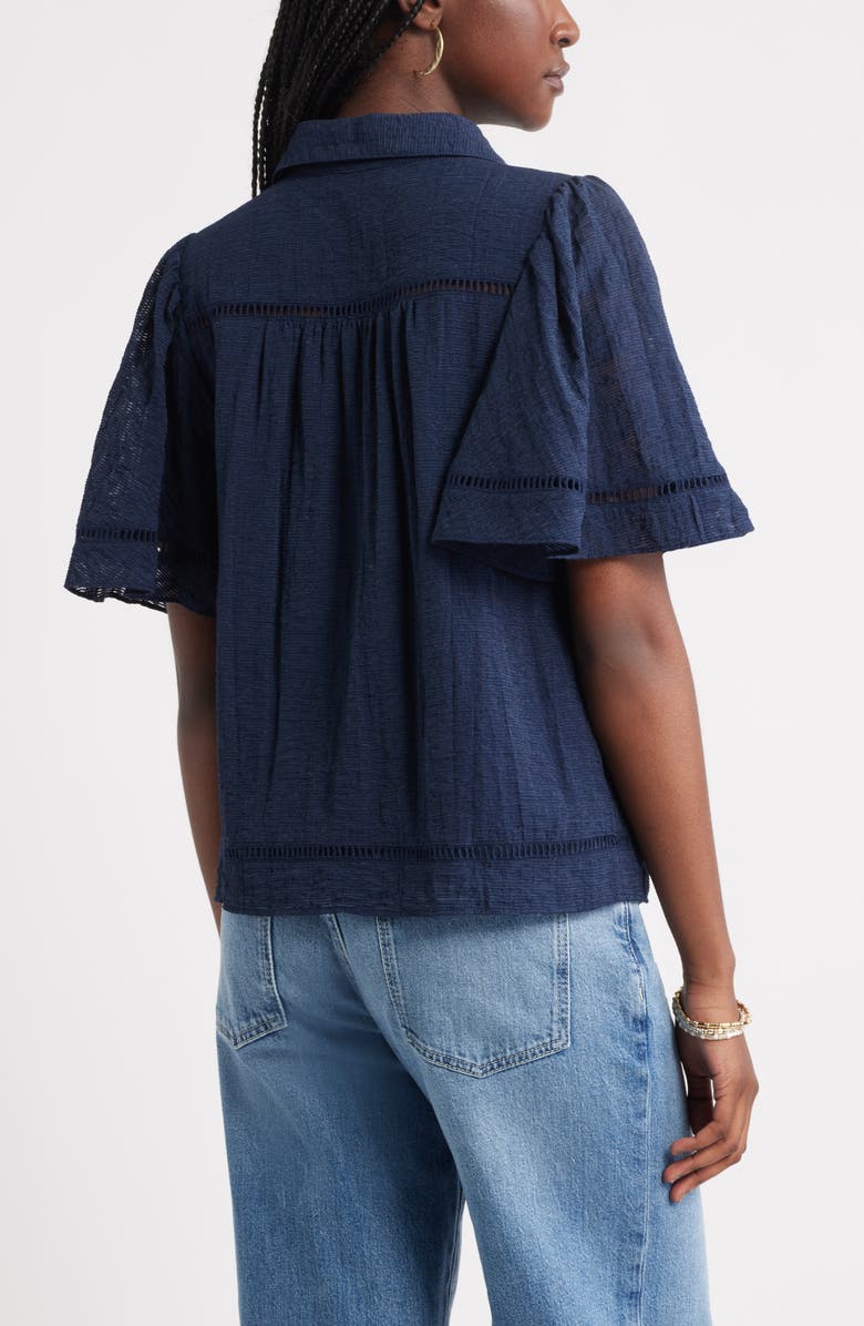 Treasure & Bond Flutter Sleeve Popover Top, Alternate, color, Navy Still