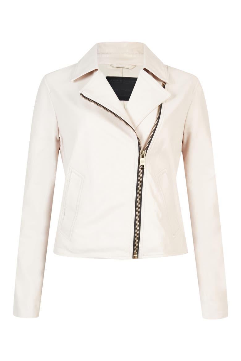 Vela Leather Biker Jacket, Alternate, color, IVORY WHITE