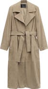 MANGO Long Belted Suede Trench Coat