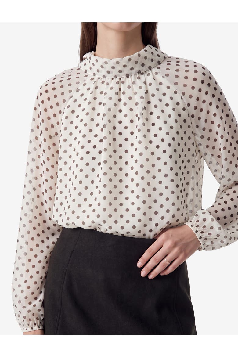 Chiffon Blouse with a Shawl Collar and Polka-Dot Scarf, Alternate, color, WHITE DESIGN