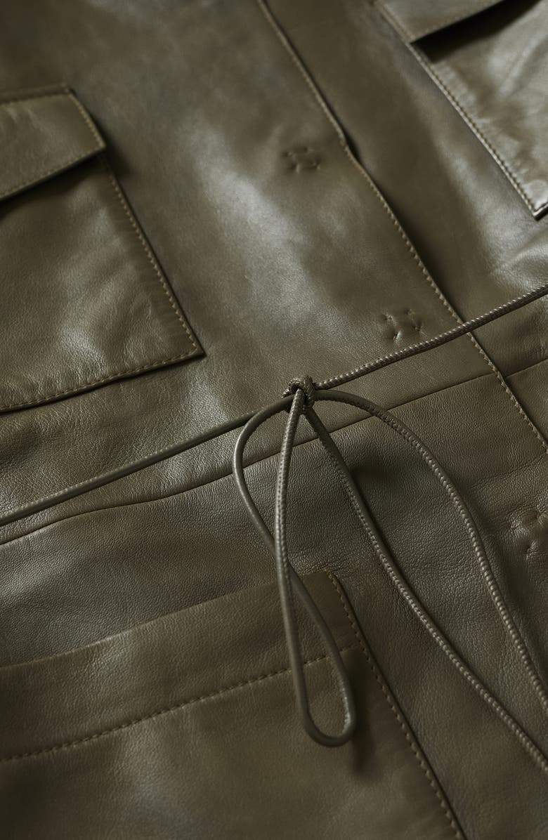 MANGO Pocket Leather Overshirt, Alternate, color, 