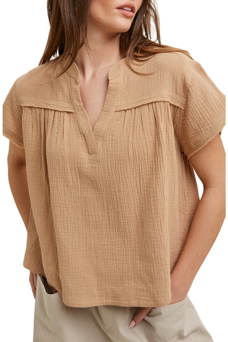 Cotton Gauze Top, Main, color, MOCHA