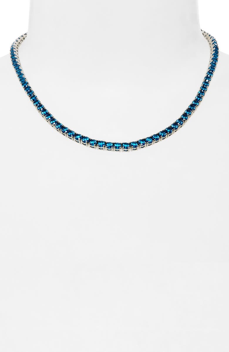 Kurt Geiger London Cubic Zirconia Tennis Necklace, Alternate, color, Blue