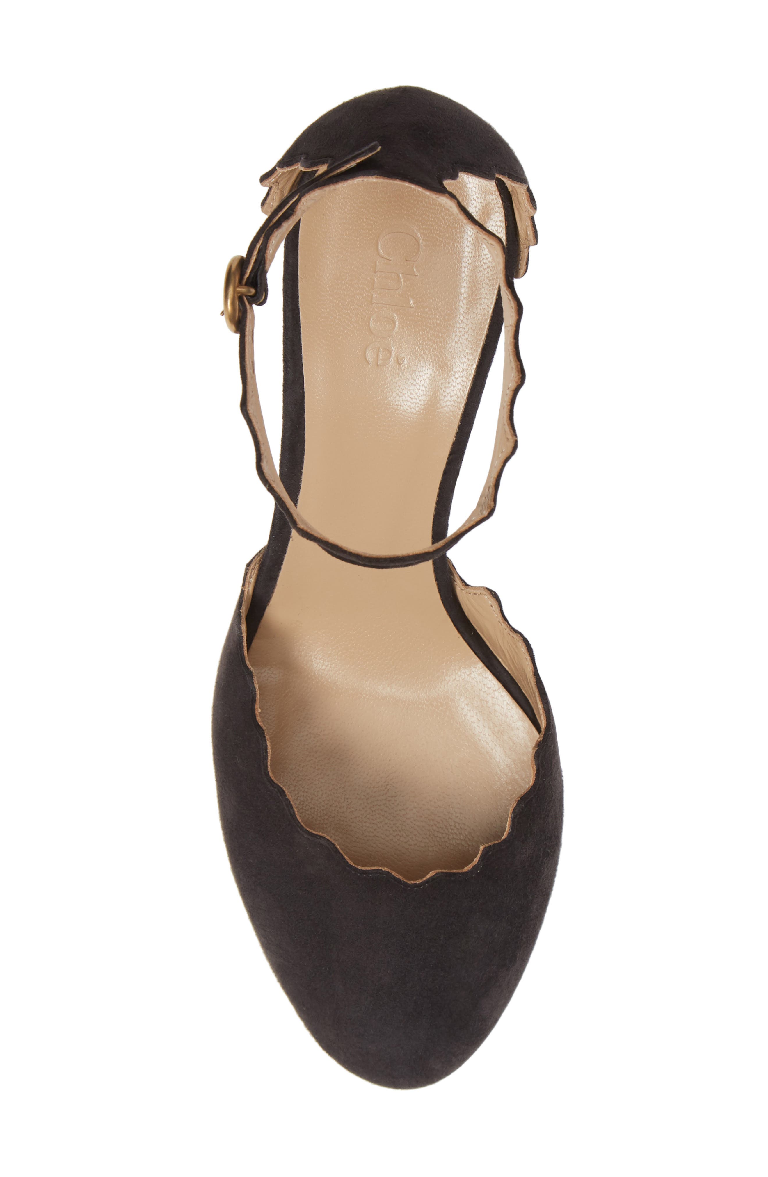Chloé Scalloped Ankle Strap d'Orsay Pump, Alternate, color, 