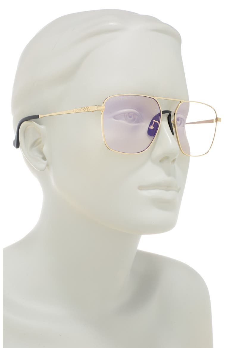 57mm Aviator Sunglasses, Alternate, color, GOLD GOLD YELLOW
